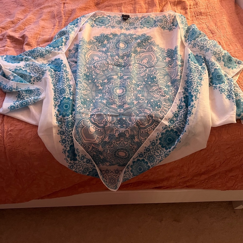 Zoe Madison White & Blue Beach Cover Up
